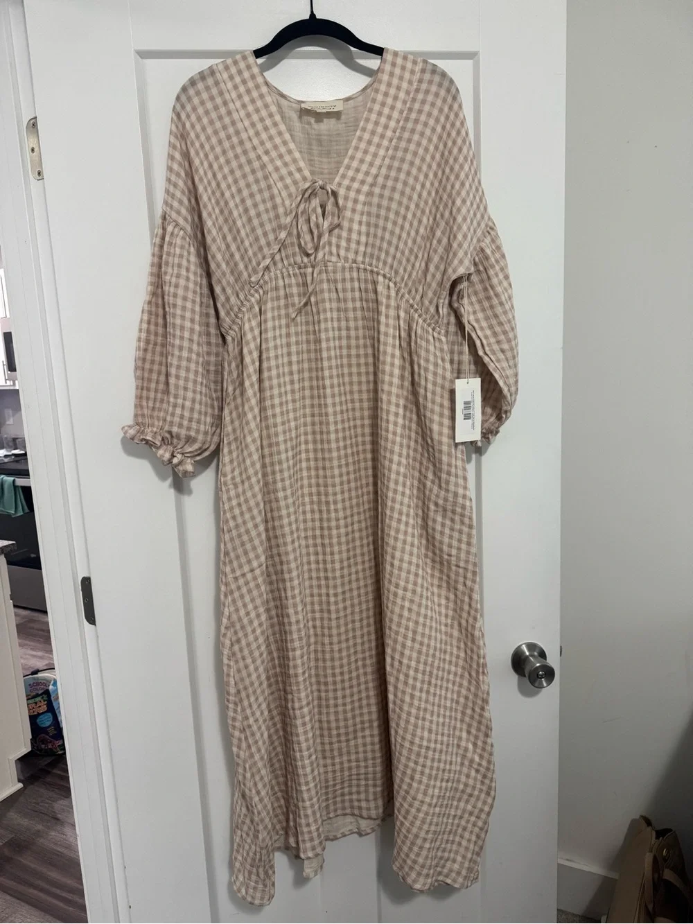 Hunter Midi Cotton Dress is Rose Plaid - Worth collective - Picture 3 of 5